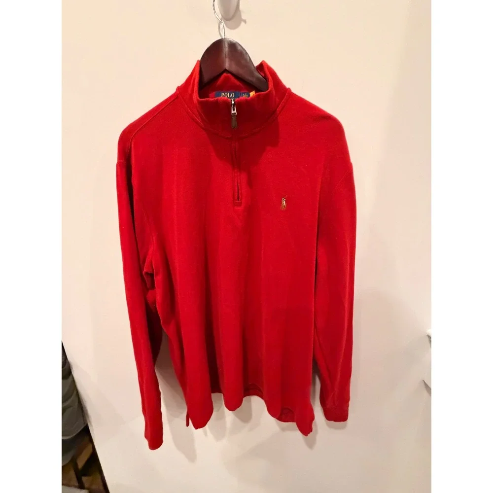 Polo Ralph Lauren Estate Rib Quarter Zip‎ Pullover Red Men's XL
